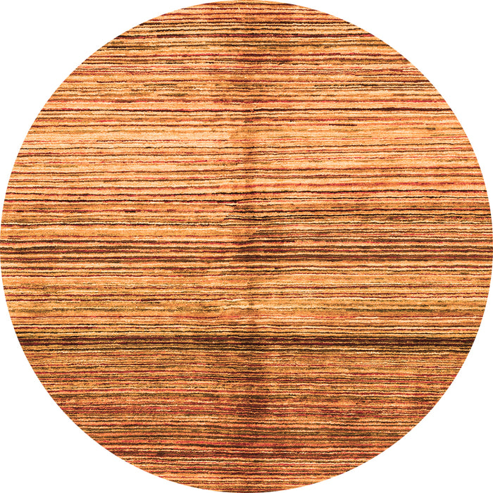 Round Machine Washable Oriental Orange Modern Area Rugs, wshabs3384org
