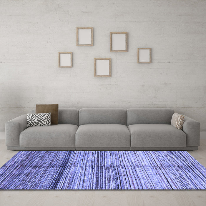 Machine Washable Oriental Blue Modern Rug in a Living Room, wshabs3384blu