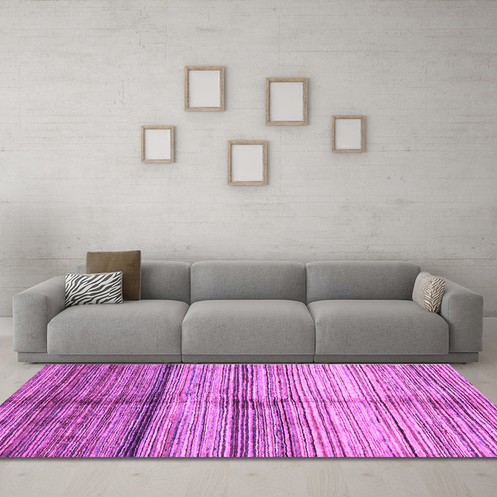 Machine Washable Oriental Purple Modern Area Rugs in a Living Room, wshabs3384pur