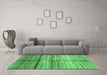 Machine Washable Oriental Emerald Green Modern Area Rugs in a Living Room,, wshabs3384emgrn