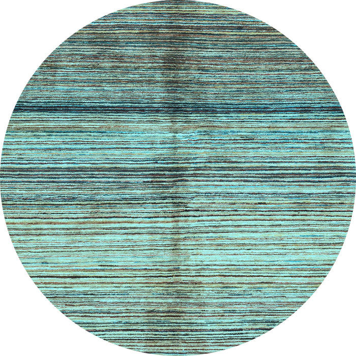 Round Oriental Light Blue Modern Rug, abs3384lblu