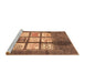 Sideview of Machine Washable Abstract Saddle Brown Rug, wshabs3385