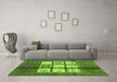 Machine Washable Oriental Green Modern Area Rugs in a Living Room,, wshabs3385grn