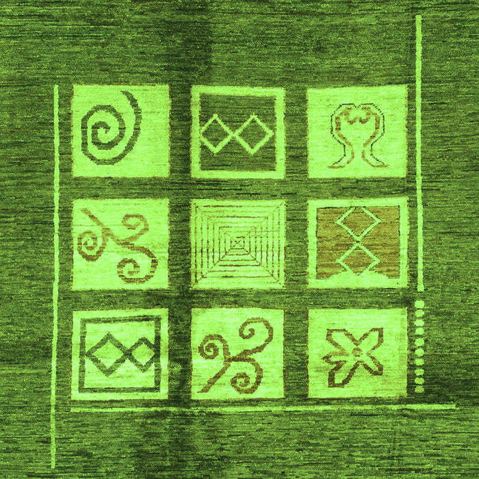 Machine Washable Oriental Green Modern Area Rugs, wshabs3385grn