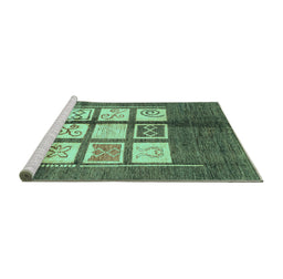 Sideview of Machine Washable Oriental Turquoise Modern Area Rugs, wshabs3385turq