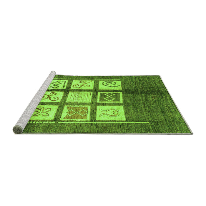 Sideview of Machine Washable Oriental Green Modern Area Rugs, wshabs3385grn