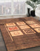 Abstract Saddle Brown Oriental Rug in Family Room, abs3385