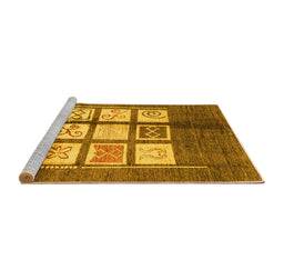 Sideview of Machine Washable Oriental Yellow Modern Rug, wshabs3385yw