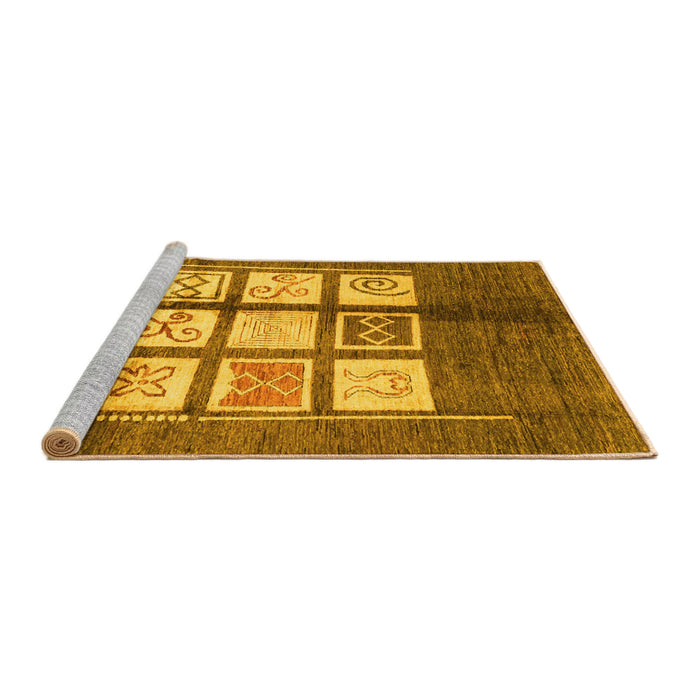 Sideview of Machine Washable Oriental Yellow Modern Rug, wshabs3385yw