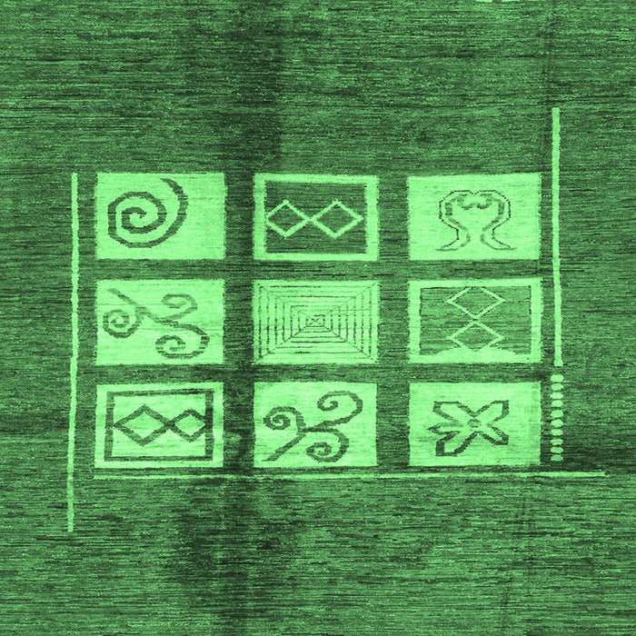 Square Machine Washable Oriental Emerald Green Modern Area Rugs, wshabs3385emgrn