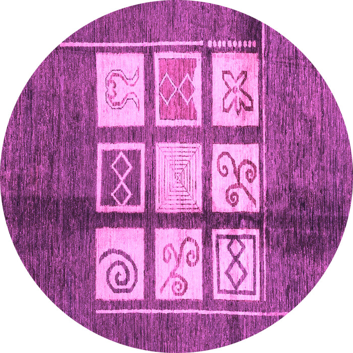 Round Machine Washable Oriental Purple Modern Area Rugs, wshabs3385pur