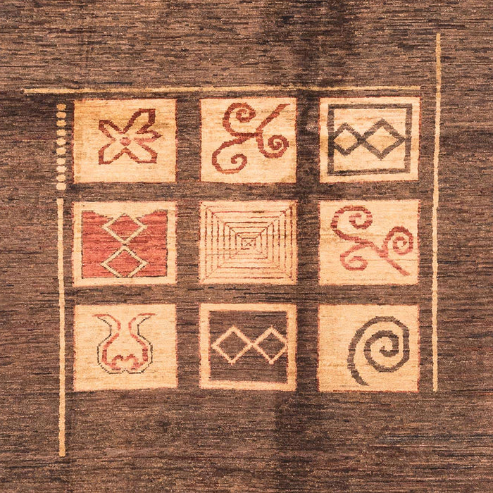 Machine Washable Abstract Saddle Brown Rug, wshabs3385