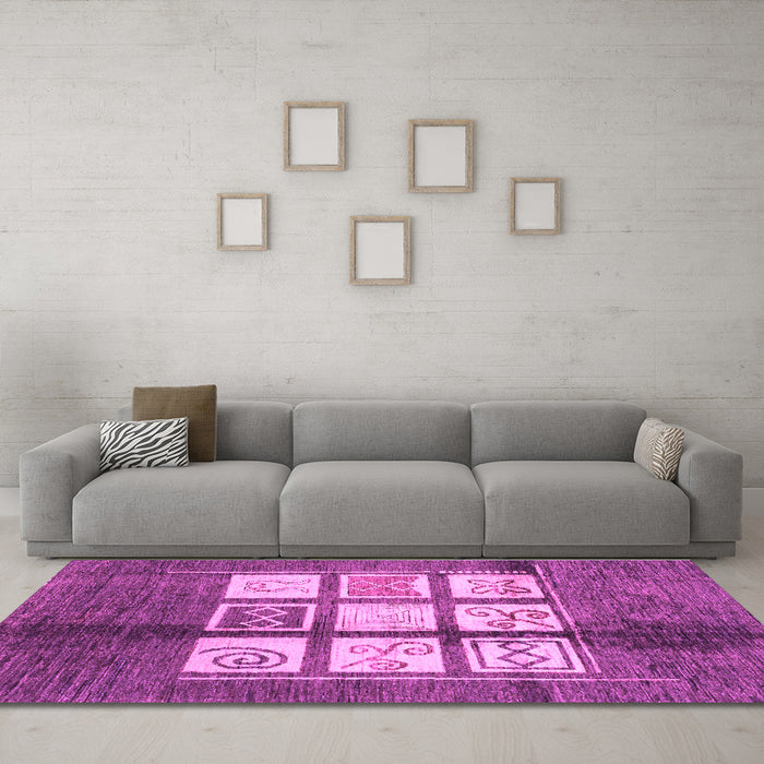 Machine Washable Oriental Purple Modern Area Rugs in a Living Room, wshabs3385pur