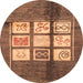 Round Abstract Saddle Brown Oriental Rug, abs3385