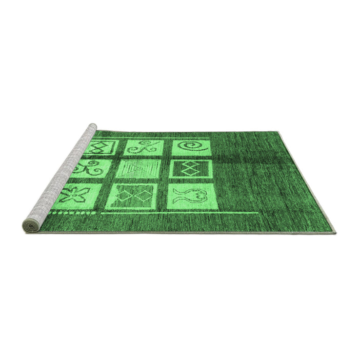 Sideview of Machine Washable Oriental Emerald Green Modern Area Rugs, wshabs3385emgrn
