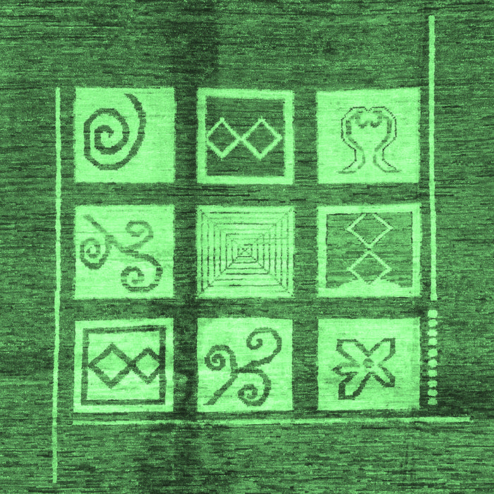 Machine Washable Oriental Emerald Green Modern Area Rugs, wshabs3385emgrn