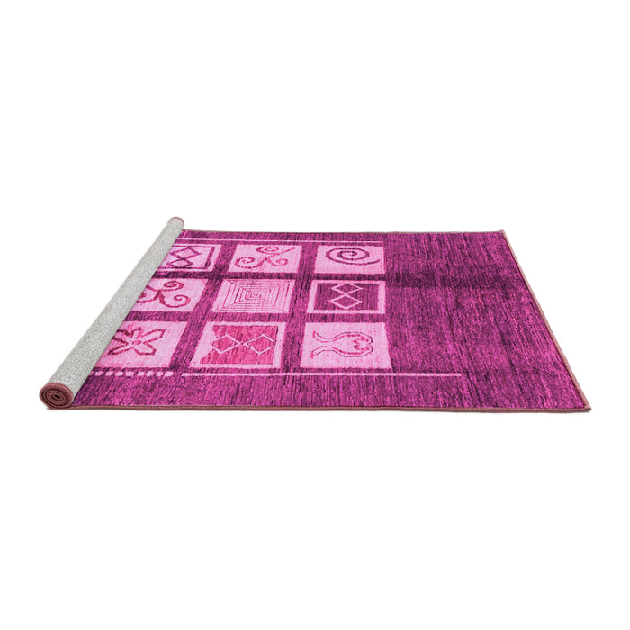 Sideview of Machine Washable Oriental Pink Modern Rug, wshabs3385pnk