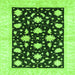 Square Machine Washable Oriental Green Modern Area Rugs, wshabs3386grn