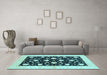 Machine Washable Oriental Light Blue Modern Rug in a Living Room, wshabs3386lblu