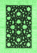 Machine Washable Oriental Emerald Green Modern Area Rugs, wshabs3386emgrn