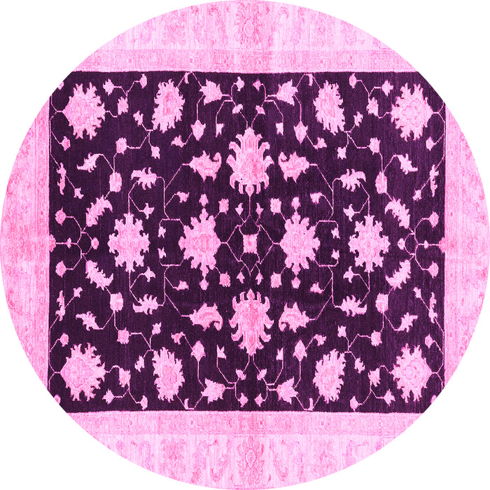Round Oriental Pink Modern Rug, abs3386pnk