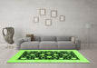 Machine Washable Oriental Green Modern Area Rugs in a Living Room,, wshabs3386grn