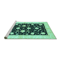 Sideview of Machine Washable Oriental Turquoise Modern Area Rugs, wshabs3386turq