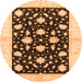 Round Machine Washable Oriental Orange Modern Area Rugs, wshabs3386org