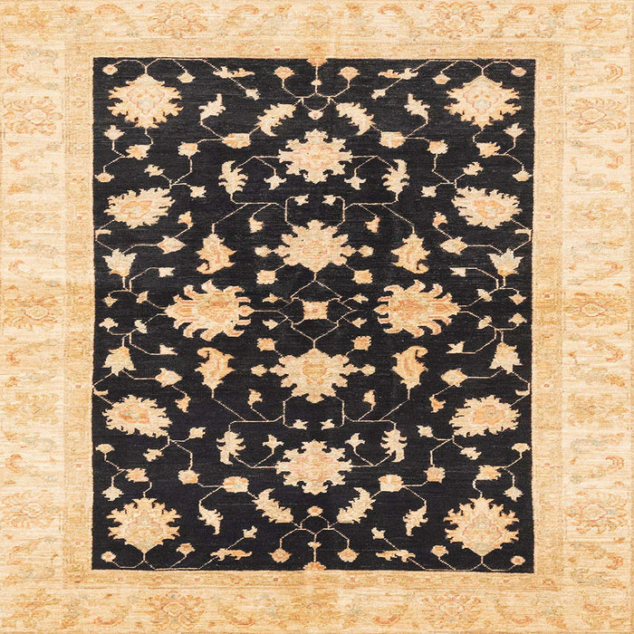 Square Abstract Dark Brown Oriental Rug, abs3386