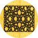 Round Oriental Yellow Modern Rug, abs3386yw