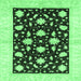 Square Machine Washable Oriental Emerald Green Modern Area Rugs, wshabs3386emgrn