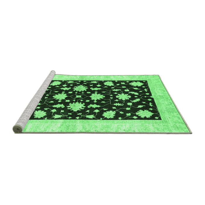 Sideview of Machine Washable Oriental Emerald Green Modern Area Rugs, wshabs3386emgrn