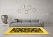 Machine Washable Oriental Yellow Modern Rug in a Living Room, wshabs3386yw