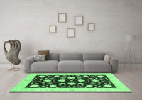 Machine Washable Oriental Emerald Green Modern Rug, wshabs3386emgrn