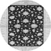 Round Machine Washable Oriental Gray Modern Rug, wshabs3386gry