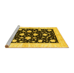 Sideview of Machine Washable Oriental Yellow Modern Rug, wshabs3386yw