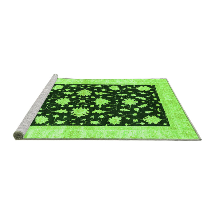 Sideview of Machine Washable Oriental Green Modern Area Rugs, wshabs3386grn