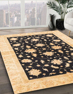 Machine Washable Abstract Dark Brown Rug in a Family Room, wshabs3386