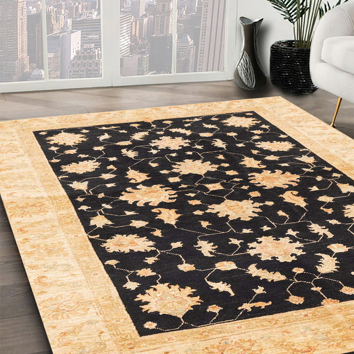 Machine Washable Abstract Dark Brown Rug in a Family Room, wshabs3386