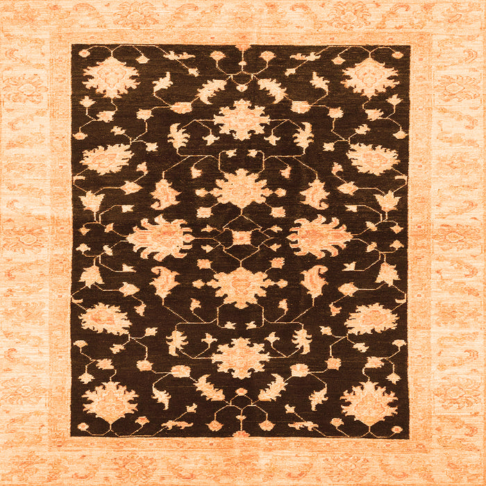 Square Machine Washable Oriental Orange Modern Area Rugs, wshabs3386org