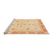 Sideview of Machine Washable Abstract Brown Gold Rug, wshabs3387