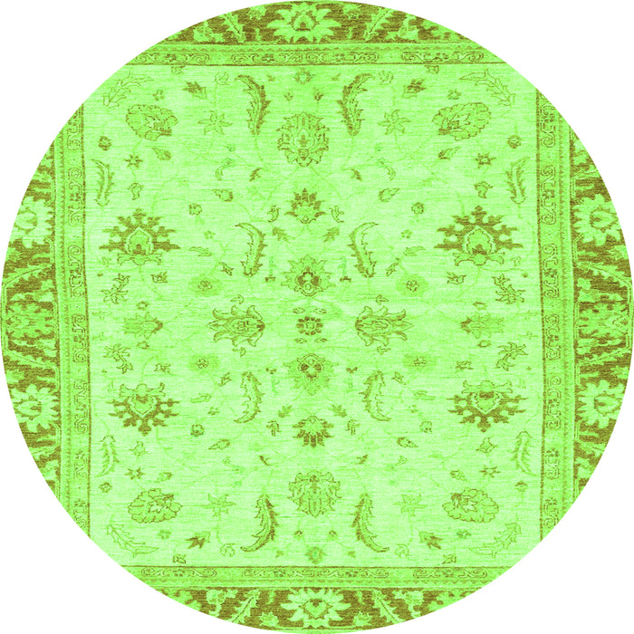 Round Machine Washable Oriental Green Modern Area Rugs, wshabs3387grn