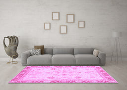 Machine Washable Oriental Purple Modern Area Rugs in a Living Room, wshabs3387pur