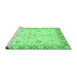 Sideview of Machine Washable Oriental Emerald Green Modern Area Rugs, wshabs3387emgrn