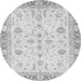 Round Machine Washable Oriental Gray Modern Rug, wshabs3387gry