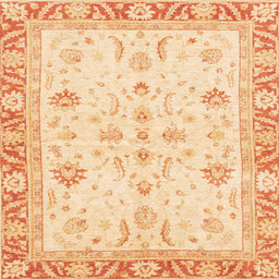 Square Abstract Brown Gold Oriental Rug, abs3387