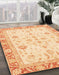 Abstract Brown Gold Oriental Rug in Family Room, abs3387