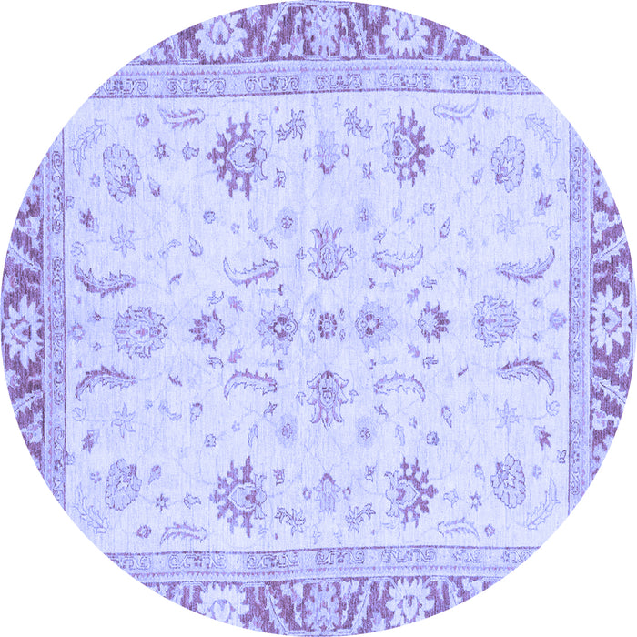 Round Machine Washable Oriental Blue Modern Rug, wshabs3387blu