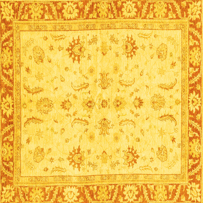 Square Machine Washable Oriental Yellow Modern Rug, wshabs3387yw