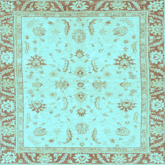 Square Machine Washable Oriental Light Blue Modern Rug, wshabs3387lblu